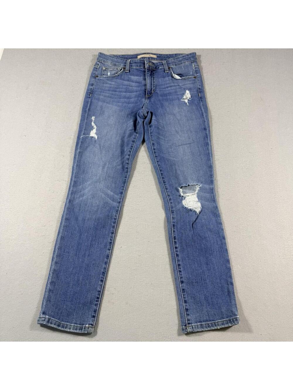 Joe’s Jeans Women’s Distressed Straight Leg Blue Denim Jeans Size 26 Stretch